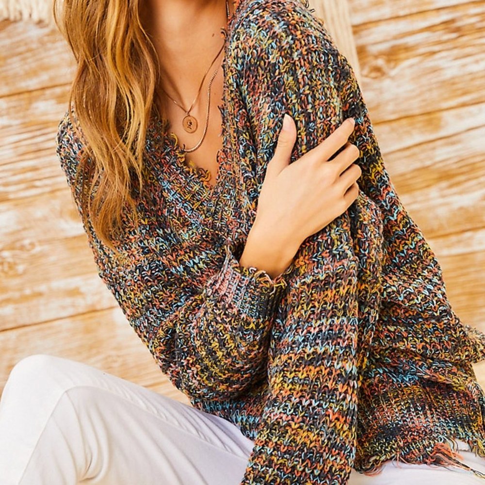 Frayed Multi Color Sweater - Picture 7 of 8